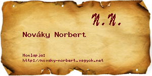 Nováky Norbert névjegykártya